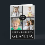 Happy Birthday Grandpa 4 Photo Collage Black Card<br><div class="desc">Simple, modern design on this custom Birthday Card , featuring a 4 photo collage for your favourite photos. Classic neutral colour scheme of black and white. The inside has been left blank for your special message This template is has been made for "Grandpa" but can be customized to your needs.-...</div>