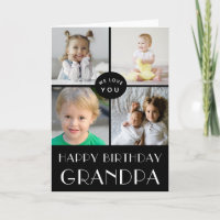 Happy Birthday Grandpa 4 Photo Collage Black