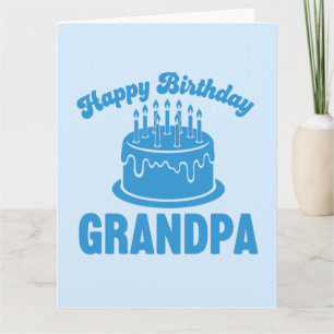 Happy Birthday Grandpa Card with Cake Minimalist