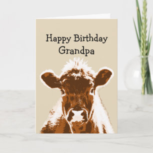 Happy Birthday Grandpa Cow Joke Humour Card