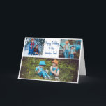 Happy Birthday Grandpa Custom Grandkids Photo Card<br><div class="desc">This cute,  custom Happy Birthday Grandpa card features a modern layout of 4 grandkids photos on a white background with blue typography for your grandfather. This beautiful grandchildren photo gift features your own photograph collage surrounding your personalized message and names.</div>