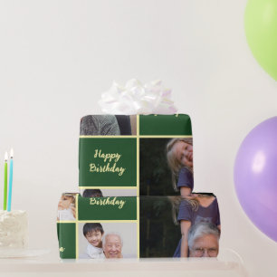 Happy Birthday Grandpa Custom Photo Collage  Wrapping Paper