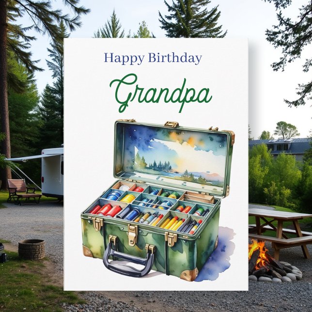Happy Birthday Grandpa | Fishing Tackle Box Card (Creator Uploaded)