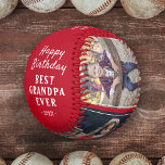 Happy Birthday Grandpa Modern 3 Photo Collage Baseball<br><div class="desc">Happy Birthday Grandpa Modern 3 Photo Collage Baseball. Make a special baseball ball for the best grandpa ever. Add your favourite 3 photos into the template and customize the text with your names. Sweet keepsake birthday gift for grandfather.</div>