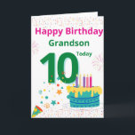 Happy Birthday Grandson - 10 Today Card<br><div class="desc">A lovely card for your Grandson on his 10th birthday.</div>