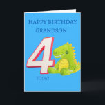 Happy Birthday Grandson - 4 Today Card<br><div class="desc">A very cute birthday card for your Grandson on his special 4th birthday.</div>
