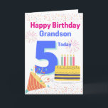 Happy Birthday Grandson - 5 Today Card<br><div class="desc">A cute 5th birthday card for your Grandson on his special day.</div>