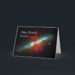 Happy Birthday Grandson - A Starburst Birthday Card<br><div class="desc">Galaxies, Stars and Nebulae series: This mosaic image of the magnificent starburst galaxy, Messier 82 (aka Cigar Galaxy) is a really sharp wide-angle view. M82 is a galaxy remarkable for its webs of shredded clouds and flame-like plumes of glowing hydrogen blasting out from its central regions where young stars are...</div>