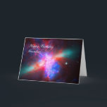 Happy Birthday Grandson - Cigar Galaxy Card<br><div class="desc">Galaxies, Stars and Nebulae series: Composite of images of the active galaxy Messier 82 from the three Great Observatories: Hubble Space Telescope, Chandra X-Ray Observatory, and Spitzer Space Telescope. X-ray data recorded by Chandra appears here in blue, infrared light recorded by Spitzer appears in red. Hubble's observation of hydrogen emission...</div>