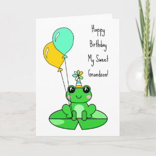 Happy Birthday Grandson Cute Frog Card