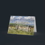 Happy Birthday Grandson, landscape with a gate Card<br><div class="desc">A stunning landscape viewed over a rustic farmer's gate. This is a superb birthday card that you can customize.</div>