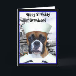 Happy Birthday Grandson Navy boxer greeting card<br><div class="desc">Happy birthday grandson navy boxer sailor greeting card</div>