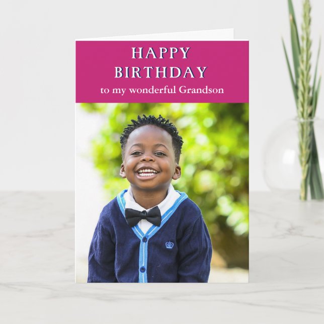 Happy Birthday grandson with message photo card (Front)