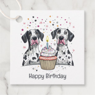 Happy Birthday Great Dane Dogs Cupcake Favour Tags
