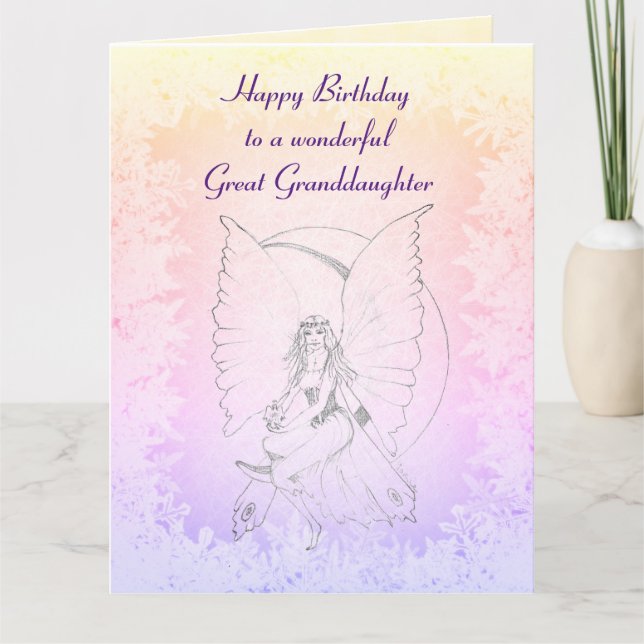 Happy Birthday Great Granddaughter Fairy design Card (Front)