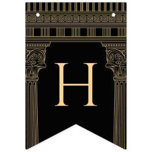 Happy birthday Greek temple with custom colours Bunting Flags