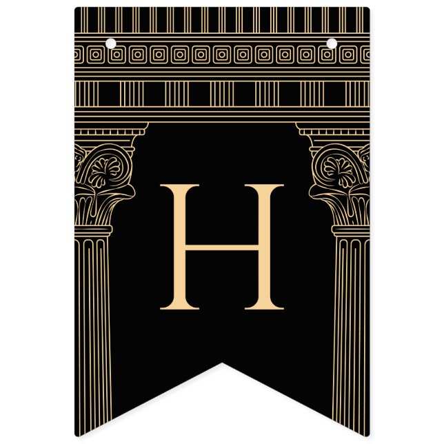 Happy birthday Greek temple with custom colours Bunting Flags (Second Flag)