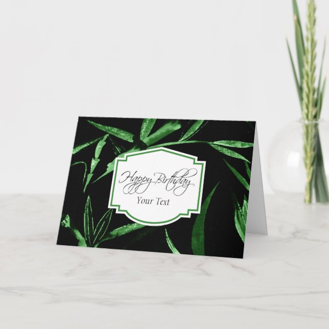 Happy Birthday Green Bamboo Card (Front)