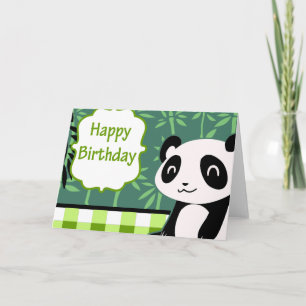 Happy Birthday Green Bamboo Panda Card