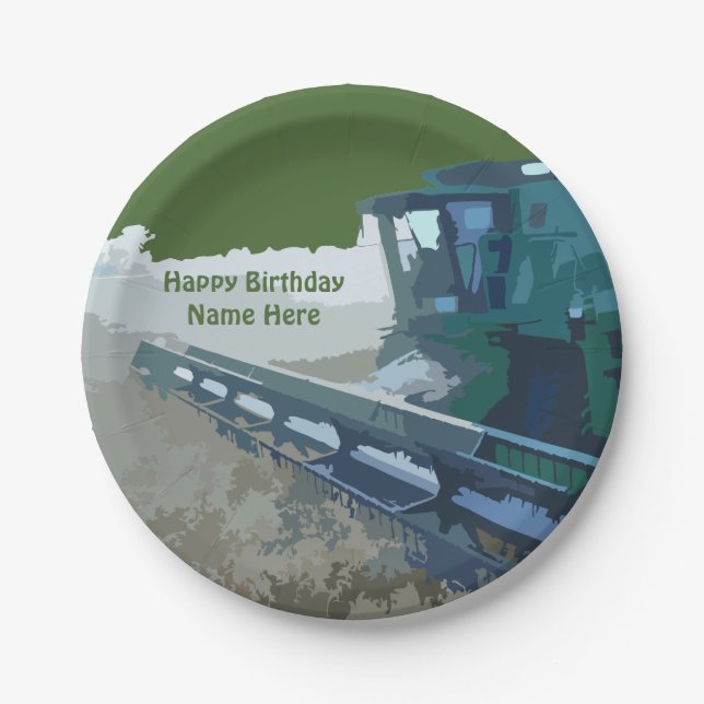 Happy Birthday Green Combine Plates (Front)