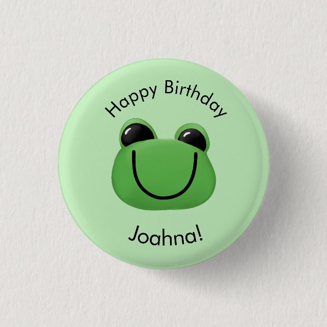 Happy Birthday Green Frog  1 Inch Round Button (Front)