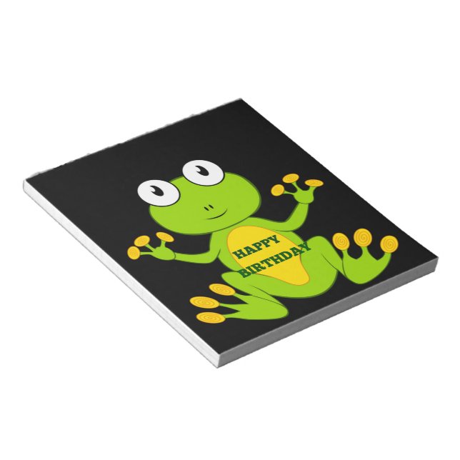 Happy Birthday Green Frog Notepad (Angled)