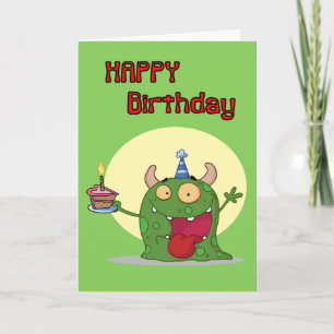 Happy Birthday Green Monster Card