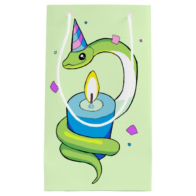 Happy Birthday Green Party Snake Drawing Gift Bag (Front)