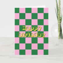 Happy Birthday, green, pink and yellow quote