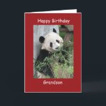 Happy Birthday Greeting Card Giant Panda Grandson<br><div class="desc">This colourful card is part of our "panda" collection, which also includes gift items with images of giant pandas - kindle covers, iPad cases, phone cases, small jewellery boxes, wrapping paper, and other gifts. This sample says "Grandson", but you can customize the card and the matching products, to make them...</div>