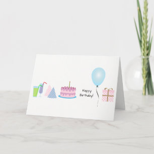 Happy Birthday Greeting Card - in pink and blue