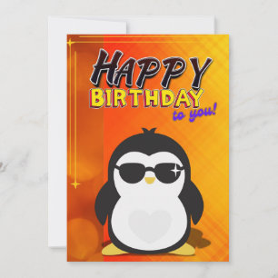 Happy Birthday Greeting Card (Penguin Theme)