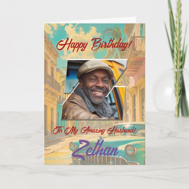 Happy Birthday Greeting Card with Photo (Front)