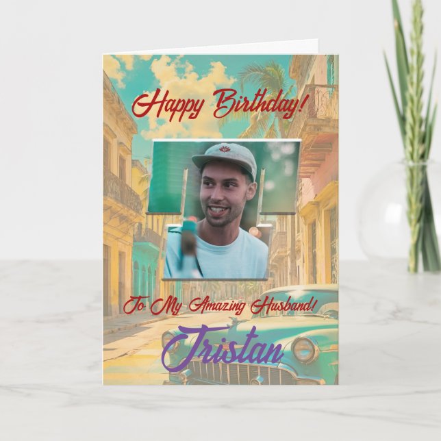 Happy Birthday Greeting Card with Photo (Front)
