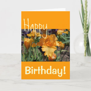 Happy Birthday! greeting cards Orange Iris Flowers