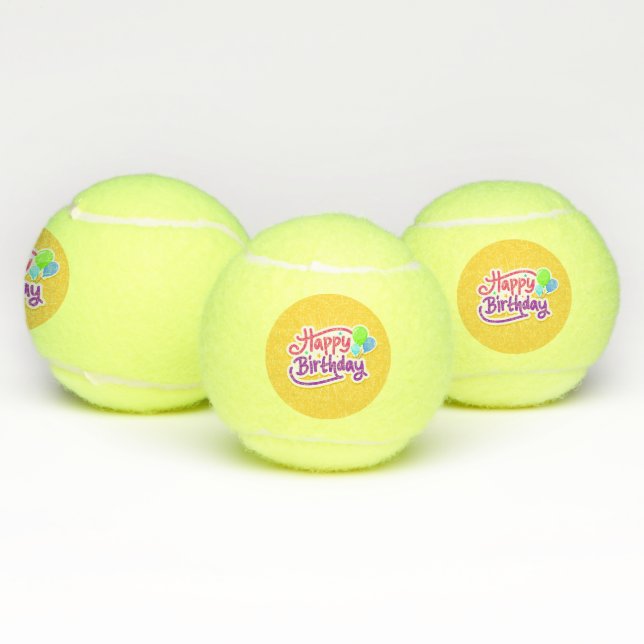 Happy Birthday Greeting Tennis Balls (Multi)