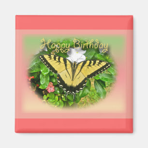 Happy Birthday Greeting Tiger Swallowtail Butterfl Magnet