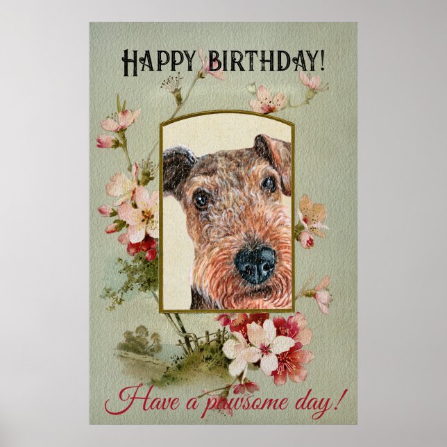 Happy Birthday Greetings Airedale terrier Poster (Front)