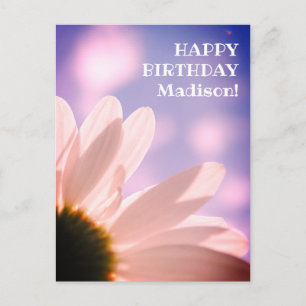 Happy Birthday Greetings Daisy Flower Photo Custom Postcard