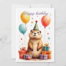 Happy birthday greetings from a cute marmot