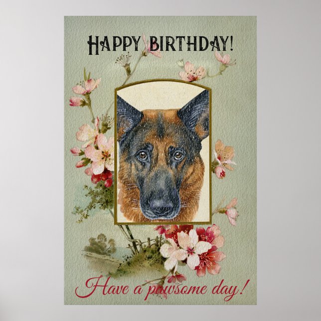 Happy Birthday Greetings German shepherd Poster (Front)
