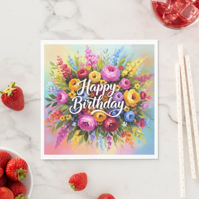Happy Birthday Greetings Napkin (Insitu)