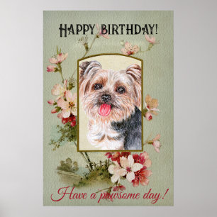 Happy Birthday Greetings Yorkshire Terrier Poster
