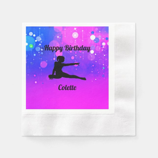Happy Birthday Gymnastics Napkin (Front)
