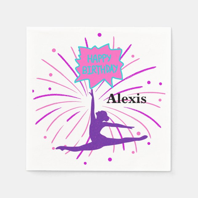 Happy Birthday Gymnastics Personalized  Napkin (Front)