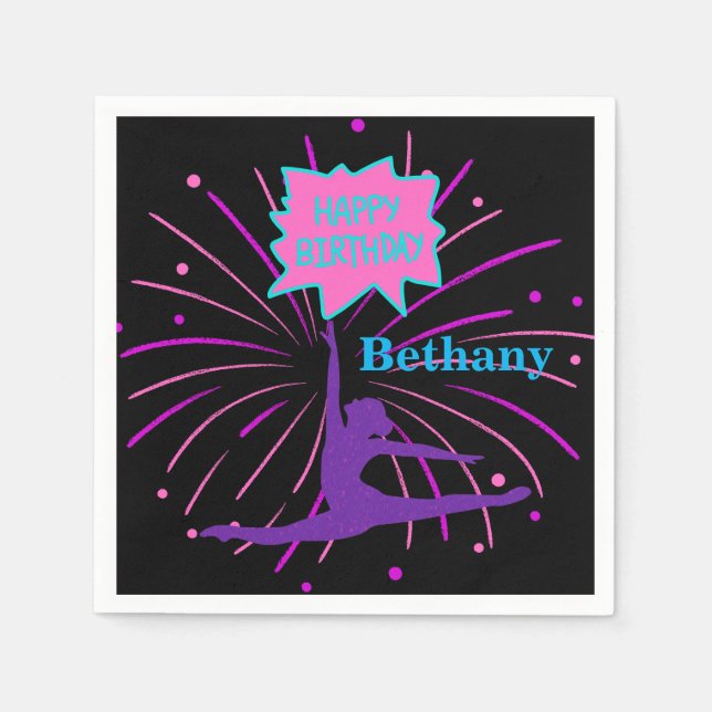 Happy Birthday Gymnastics Personalized  Napkin (Front)