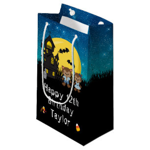 Happy Birthday Halloween Werewolf Blue Small Gift Bag