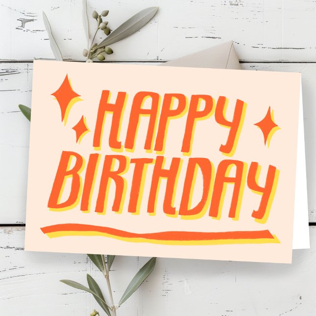 HAPPY BIRTHDAY Handlettered Orange Customized Card (HAPPY BIRTHDAY Handlettered Orange Customized Card
)