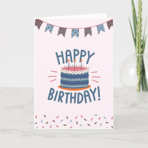 Happy Birthday Handsome Cake Bunting Blue Card