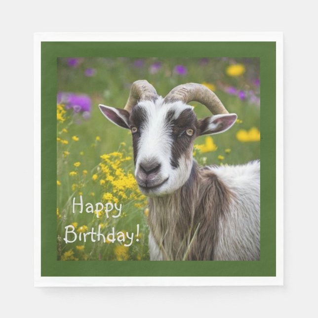 Happy Birthday Handsome Goat Napkin (Front)